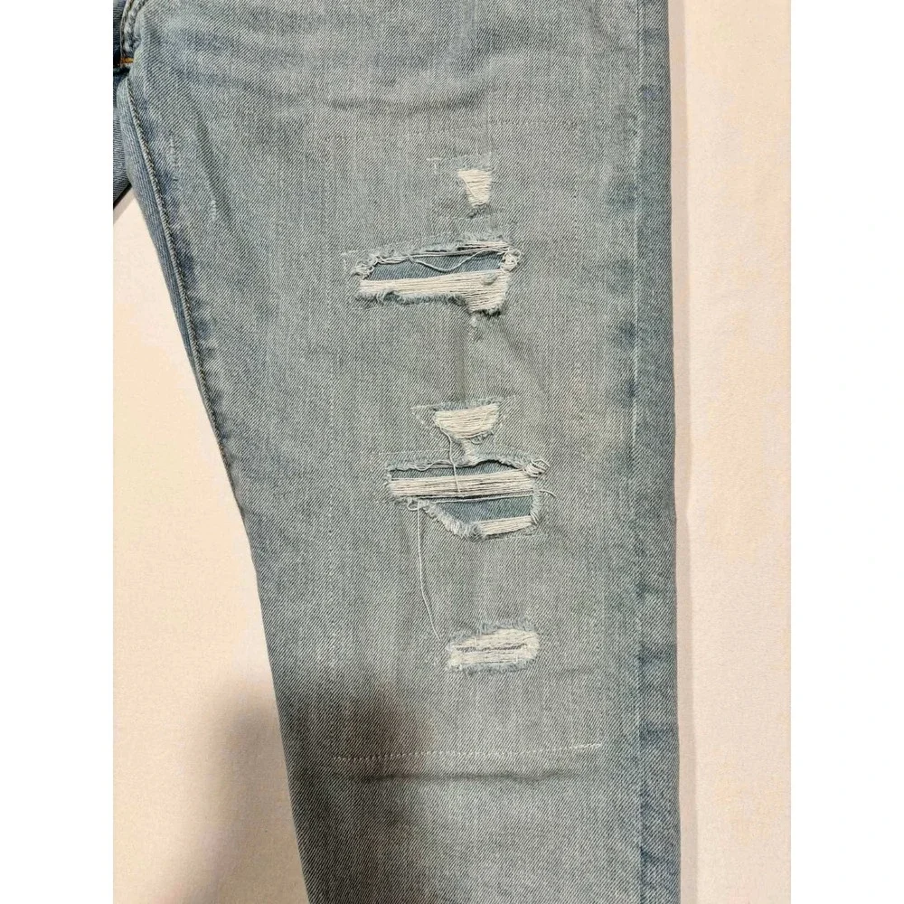 Levis 512 Slim Taper Fit Jeans Mens 33x32 Light Wash Distressed Ripped Big‎ E